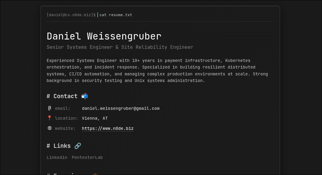 Terminal CV Website - Modern Resume Platform